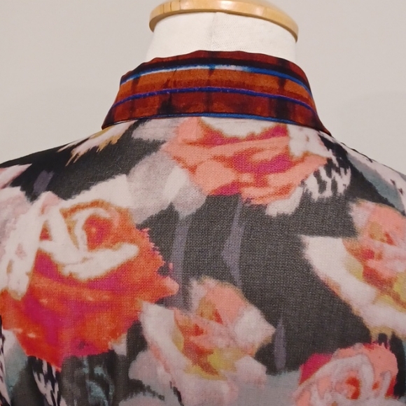 Rachel Rachel Roy Sheer Striped & Floral Long Line Boho Blouse- Sz. Med - Picture 7 of 11